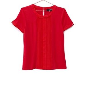 Karl Lagerfeld Paris Pleated Bow Pearl Button Top